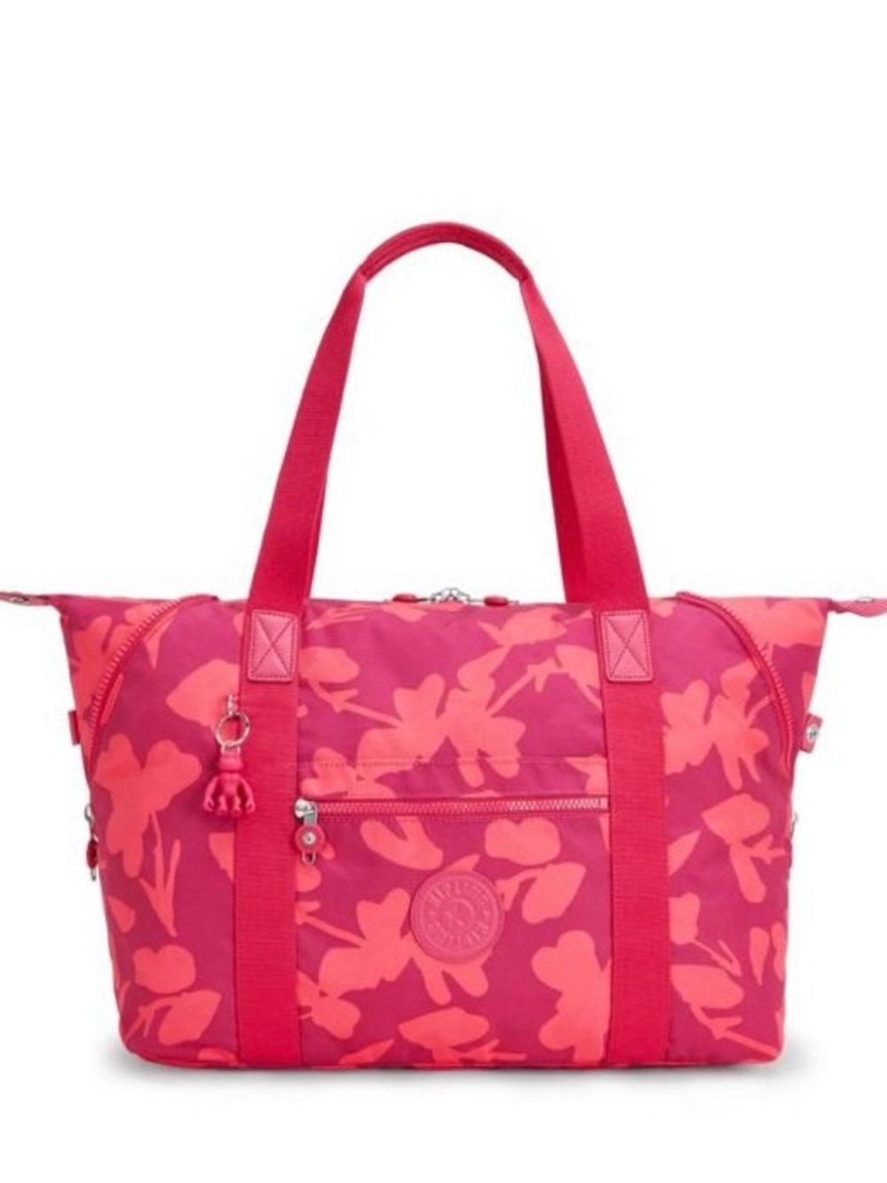 Kipling Art Tote expandable travel bag Coral Floral print